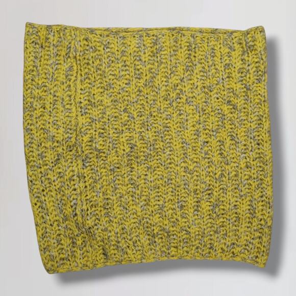 Baby Alpaca Infinity Scarf Yellow Gray Chunky Knit Soft Cozy Peruvian Made - Picture 3 of 7